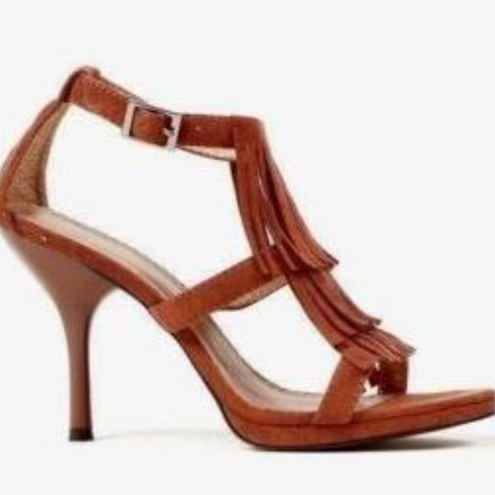 Ellie Shoes Brown Fringe High Heel Adult Shoes - 6